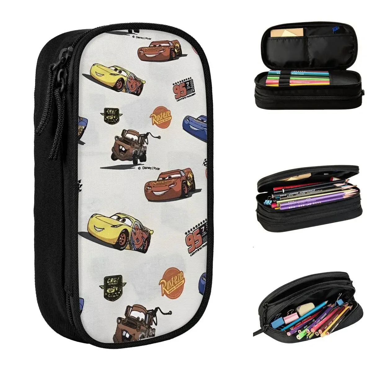 Cars Lightning McQueen Pencil Cases Life Is A Highway Pencil Box Pen Holder Girls Boys Big Capacity Bag School Zipper Stationery