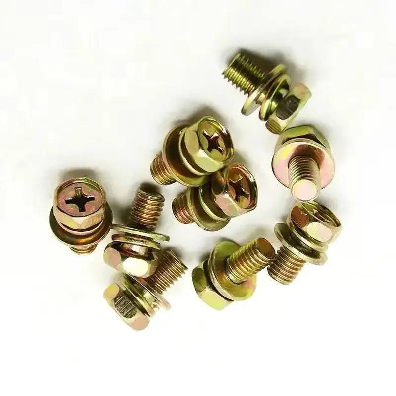 50pcs M8 M6 Hex Cross Bolt ,Phillips Flat Gasket Spring Washers Set Phillips Hexagon Screws Carbon Steel  GB9074.13 12-40mm