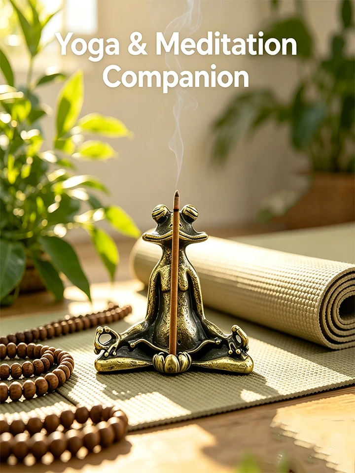 Vintage Brass Meditating Frog Incense Holder