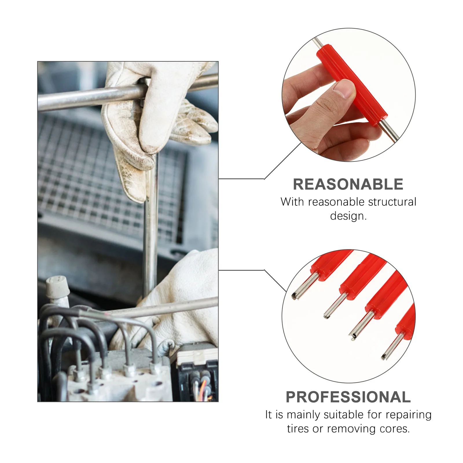 

6pcs Valve Core Driver Dual Head Tire Repair Tool Steel Remover Efficient Disassembly Practical Rotate Core Plastic Iron
