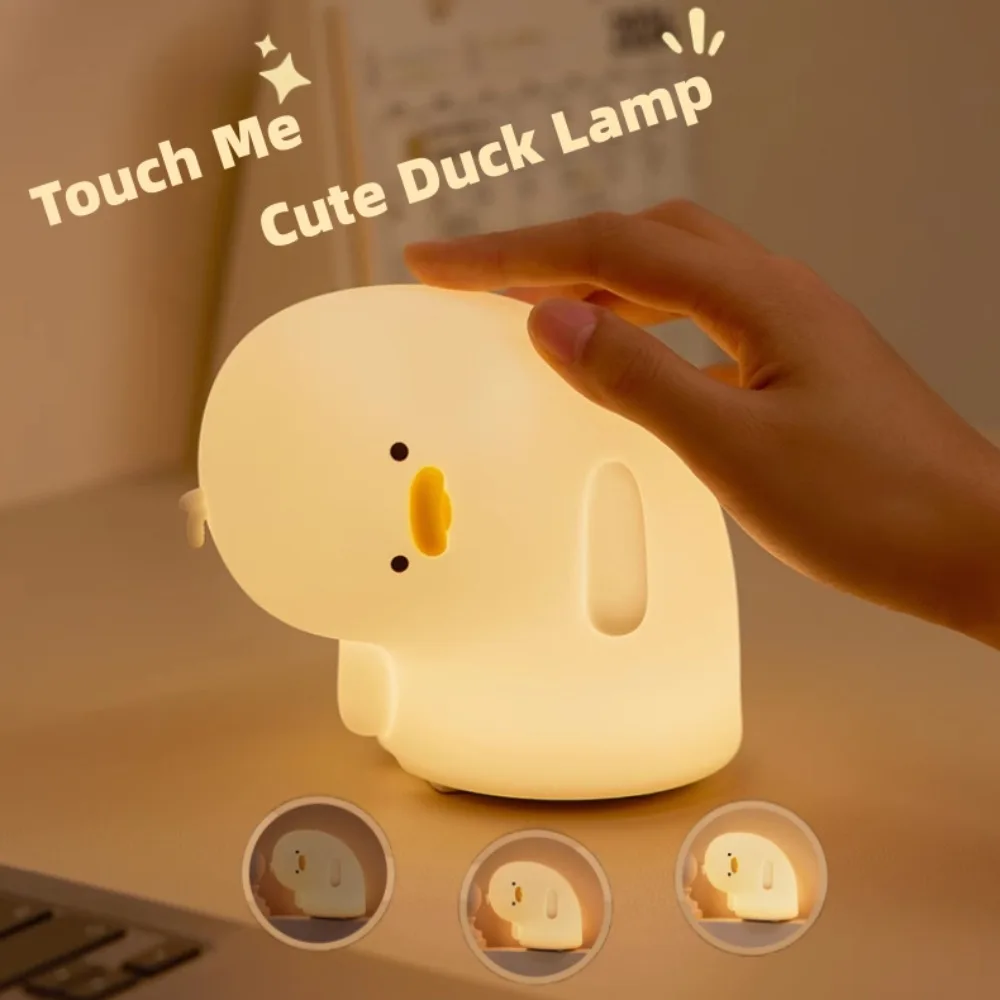 

Cute Duck LED Night Light USB Rechargeable Nightlights Silicone Lamp Touch Soft Mood Light Child Kid Gift Bedroom Decor