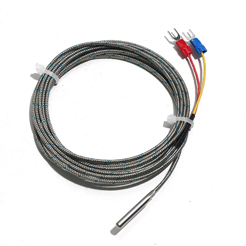 1PC Type K/PT100 Thermocouple Temperature Sensor 1M-5M Cable 5*30mm probe For Measuring Boiler Oven Temperature Controller 400℃