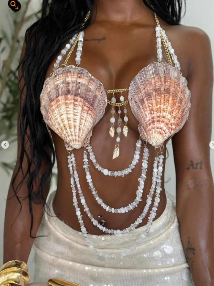 

Body Chain Pearl String Of Beads Sexy Bra Chain Female European And American Fashion Multilayer Night Club Beach Body Jewelry