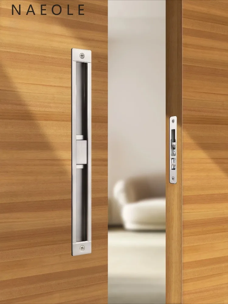 Japanese Style Pocket Sliding Door Lock, Embedded Sliding Rail Folding Door with Indicator, Universal Built-in Safety Lock view 2