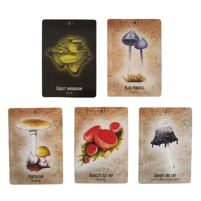 36pcs Mushroom Spirit Oracle Divination Tarot Cards English Version Tarot Decks for Fate Divination Party Witch Gift Board Games