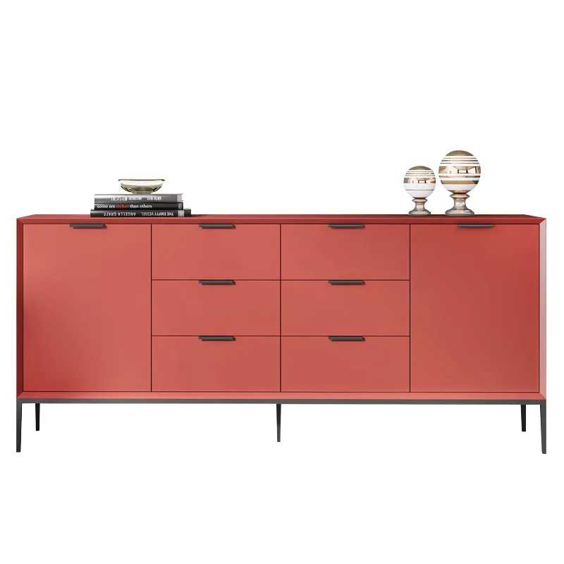 

Light luxury paint dining side cabinet overall tall solid wood living room modern decorative storage