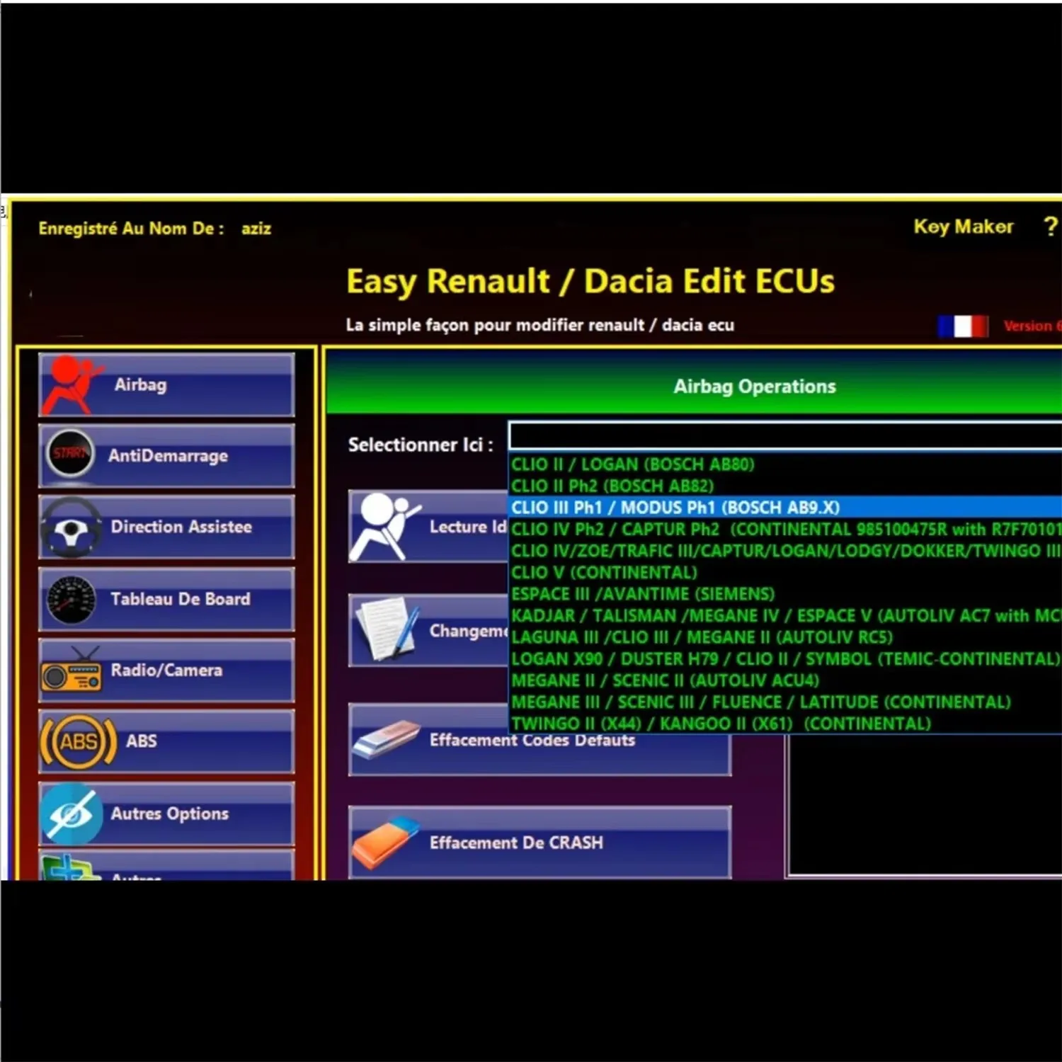 Software fácil Renault 6.1.4 para programador ECU Renault, teclas de tarjeta de Airbag Clear Crash, limpiador UCH, funciona con