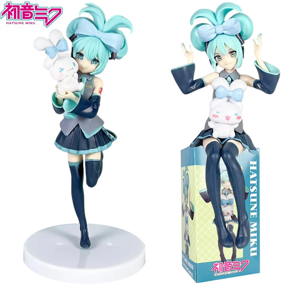 14-20cm Anime Hatsune Miku Figure X Cinnamoroll Peripheral Collectible PVC Models Decorative Decorations Children Kawaii Gift