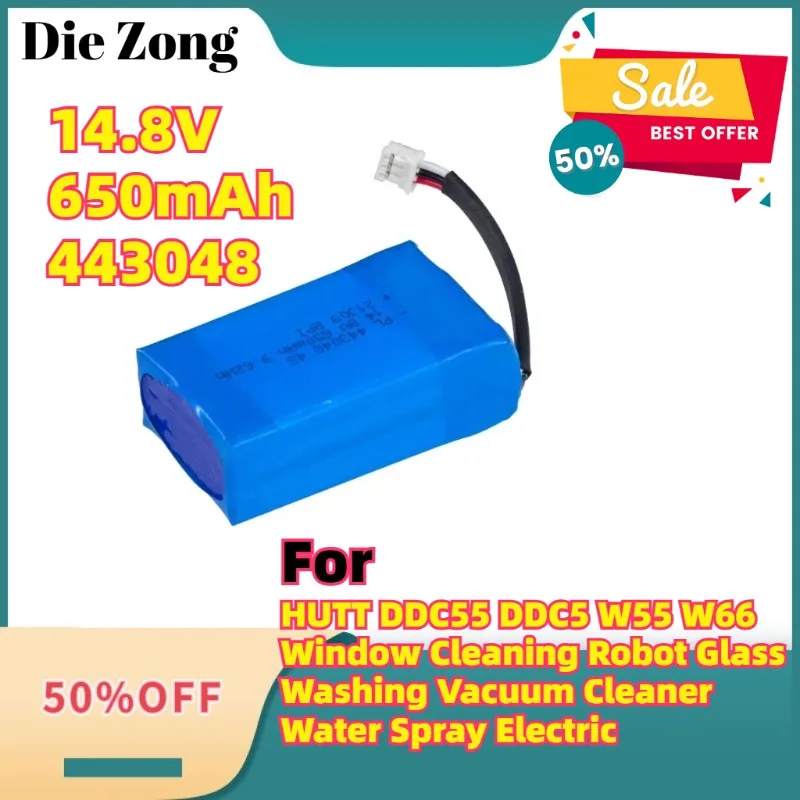 

For HUTT DDC55 DDC5 W55 W66 Window Cleaning Robot Glass Washing Vacuum Cleaner Water Spray Electric 14.8V 650mAh 443048 Battery