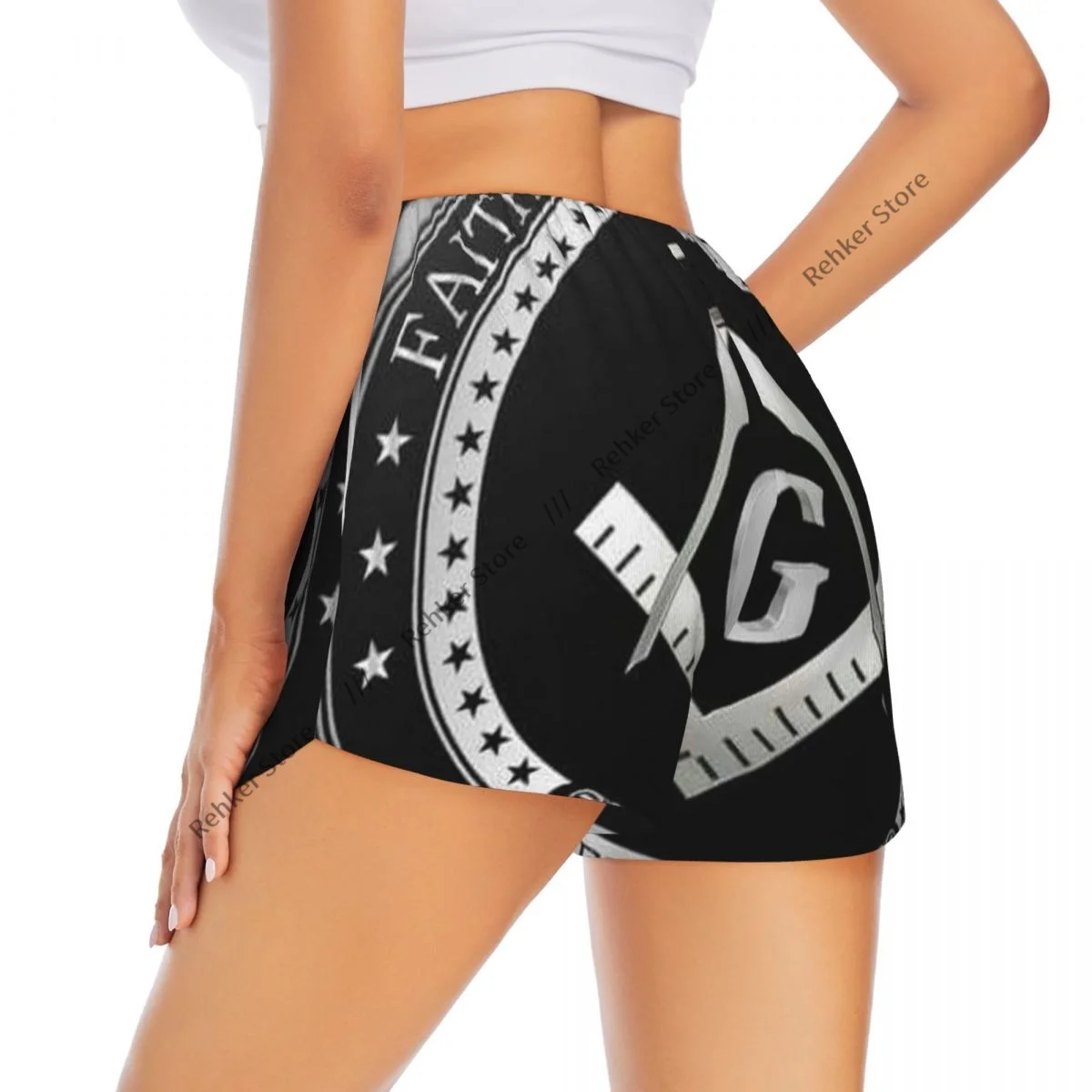 

Женские спортивные шорты Masonic Freemason Black для бега, йоги, фитнеса, быстросохнущие тренировки по бадминтону с карманом