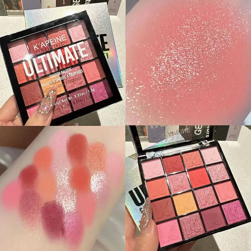 Paleta de sombra de ojos de 16 colores, brillo mate nacarado, hace espíritu claro, brillo, polvo delicado, sombra de ojos fácil de verde I8B4