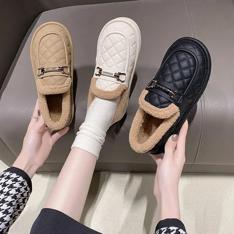 

Shit lazy toad shoes with velvet soft sole 2024 winter sports shoes feeling non-slip cotton shoes for women one-step