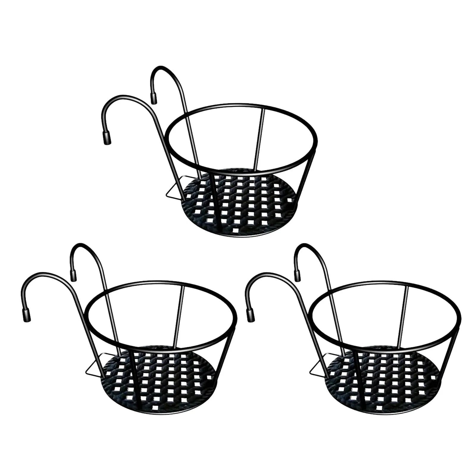 3pcs Iron Flower Pot Holder Iron Art Hanging Basket Planter Pot Support Stand Balcony Garden Decoration Home Ornament