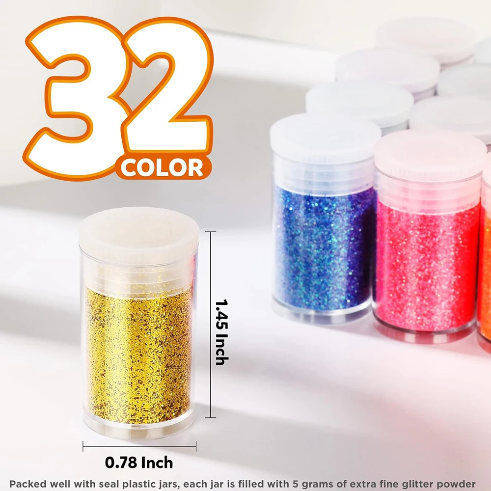 32 pçs/set prego glitter mix cores flocos da arte do prego y2k pó fino poeira uv gel polonês acrílico dicas de manicure diy ferramentas decoração *