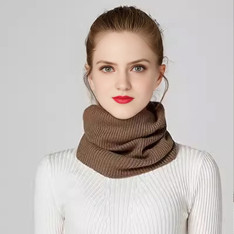 Women Cashmere Knitted Ring Scarves Winter Neck Warmer Solid Wool Comfort False Collar Female One Loop Scarf Girl