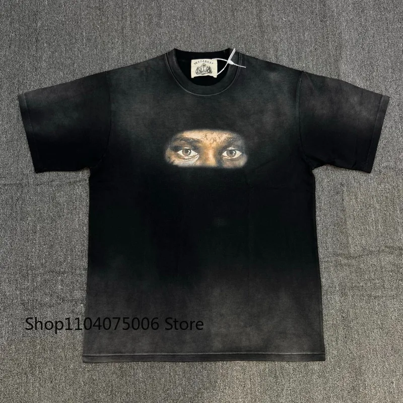 

Vertabrae Vintage Graphic Tee Men Loose Fit Short Sleeve Tshirt Eye Print Casual Streetwear