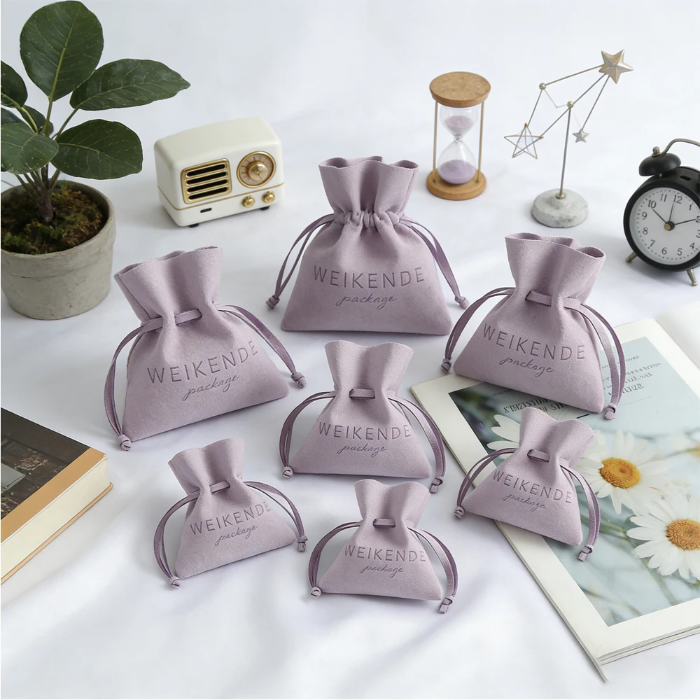 

100pcs Jewelry Personalized Logo Microfiber Pouch Envelope Fungus Flap Organizer Bag Ring Earrings Pendant Bracelet Gift Package