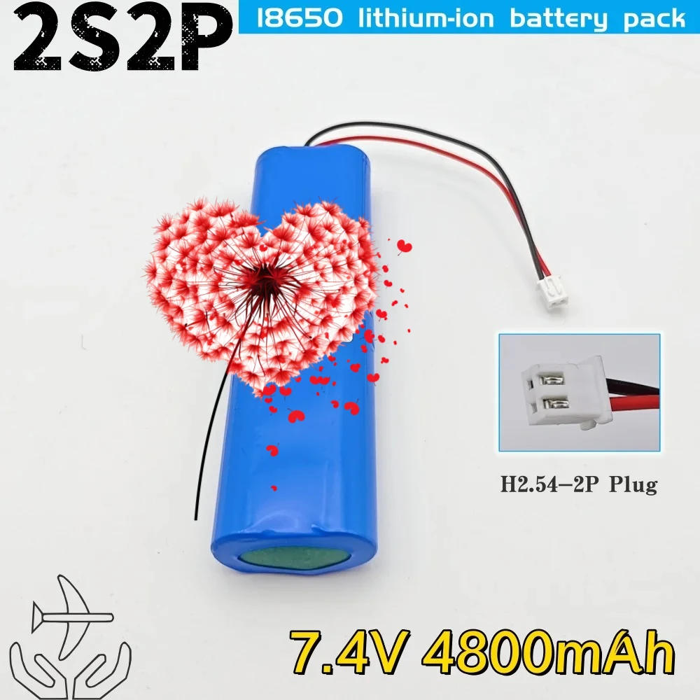 18650 Аккумулятор 2S2P XH2.54 2P PLUG 7,4 В 4800 мАч Аккумуляторная батарея