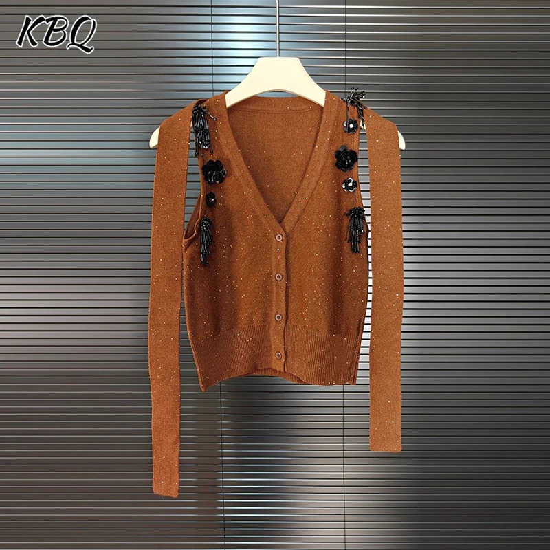 

KBQ однотонные облегающие темпераментные жилеты для женщин с v-образным вырезом без рукавов и аппликациями, дизайнерский летний короткий жилет, женская мода, новинка