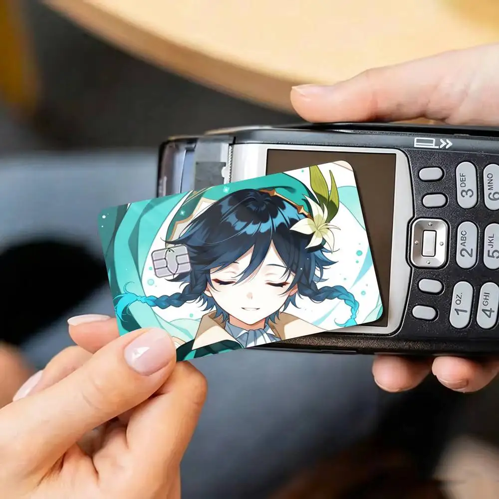 Venti G-Genshin Game I-Impact Credit Card HD Stickers Small Chip Waterproof Sticker Game Card Decal Gift