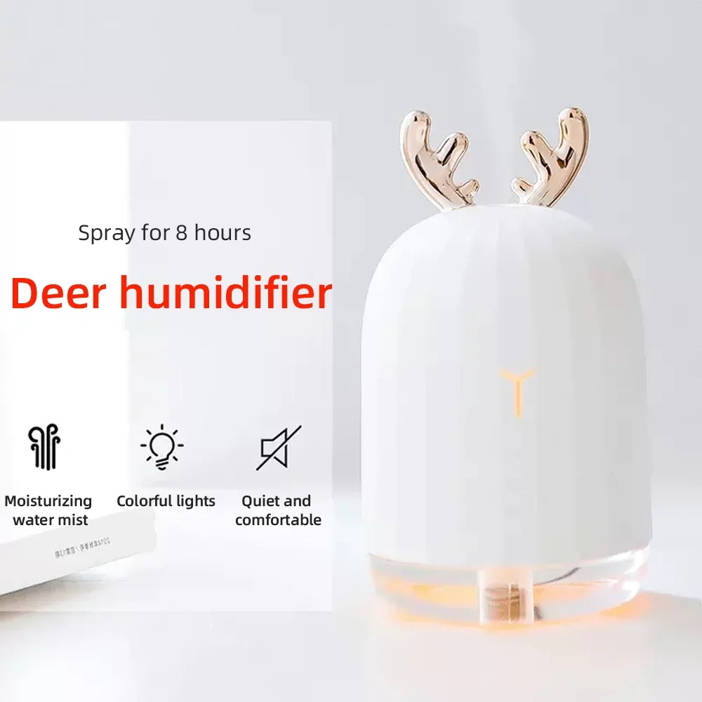 Cute Deer-Shaped Portable Humidifier - Color LED Lights, Ultra Quiet, Auto Shutdown | Perfect for Sleep & Relaxation Moments