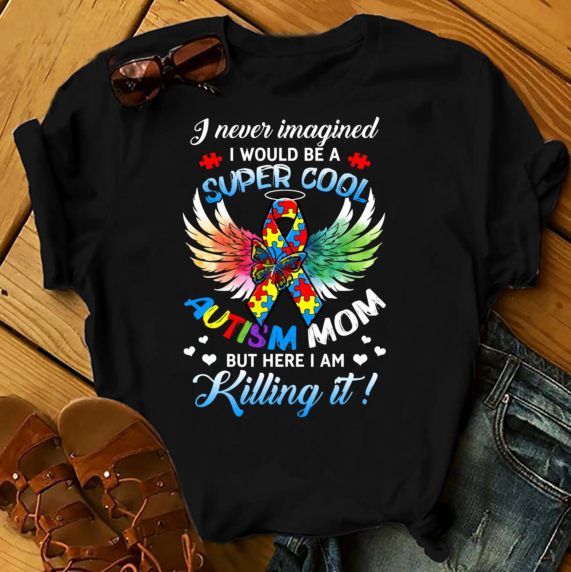 Super Cool Autism Mom - Autism Awereness T-Shirts Men Woman Kids Birthday T Shirts Summer Tops Beach T Shirts Xs-5Xl Custom Gift