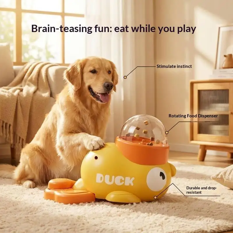 Little Yellow Duck Pattern Pet Cat Dog Leaky Food Toy Intelligence Self‑Entertainment Food Transmitter Pet Play Supplies