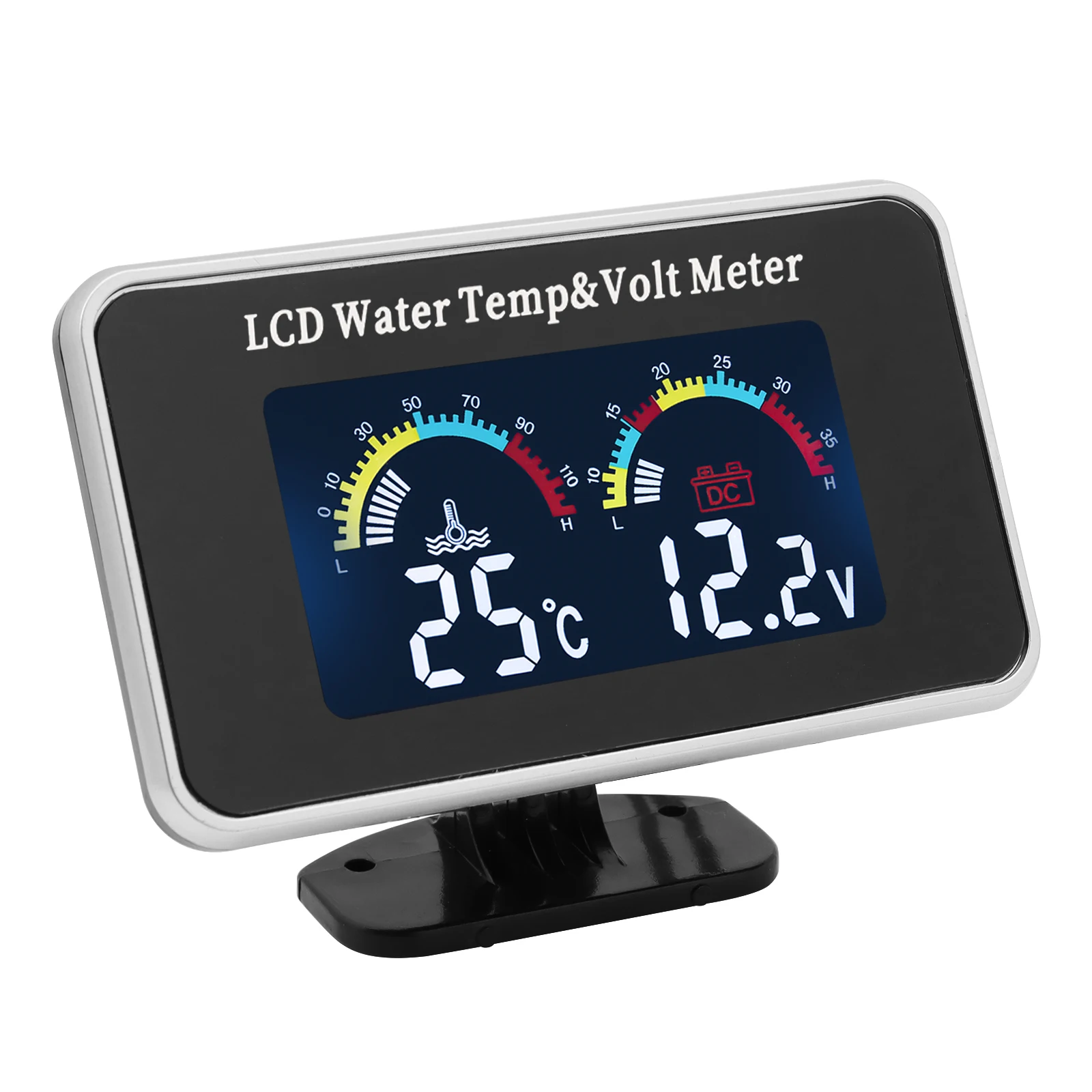 Waterproof LCD Digital Car Truck Voltmeter Water Temp Gauge Temperature Sensor 10mm Temperature volt meter 12v Voltage 2 in 1