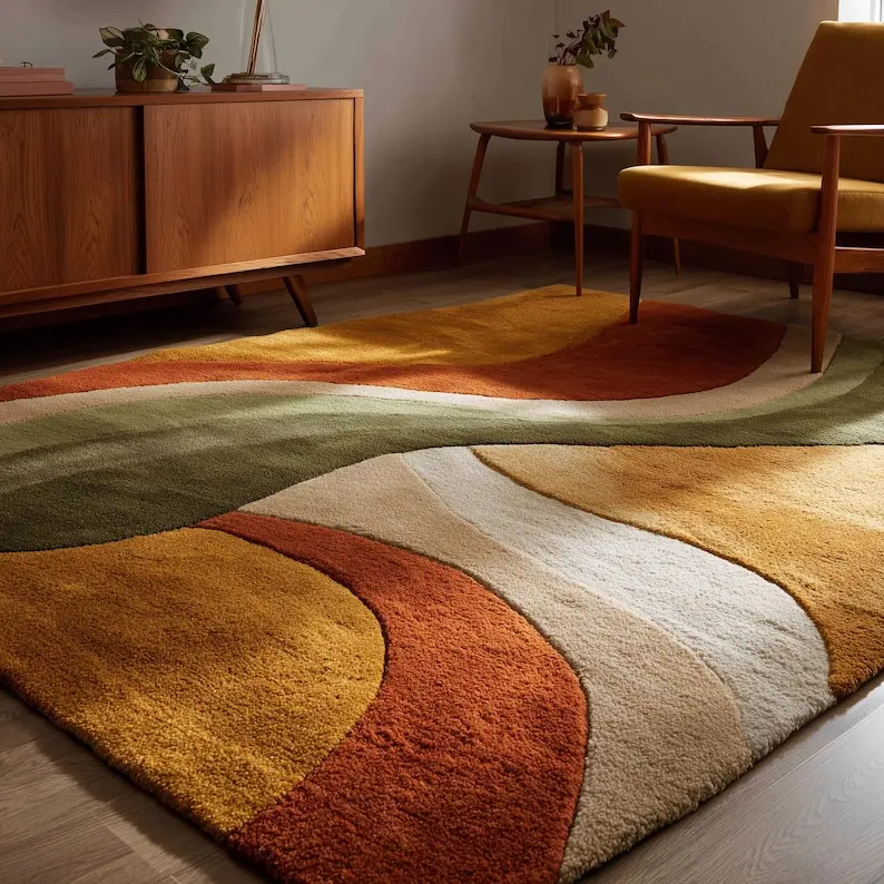 2026 Modern Handmade Acrylic Abstract Rug Large Size Custom Fluffy Anti-Slip Thick Pile Area Rug for Living Room Large Carpetpro
