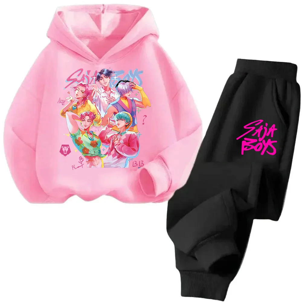 طقم سويت شيرت قطني جديد للأطفال موديل 2025 مطبوع عليه موجة كورية شيطان هنتر مطبوع على الموضة غير رسمية للأولاد والبنات برسوم كارتونية #1