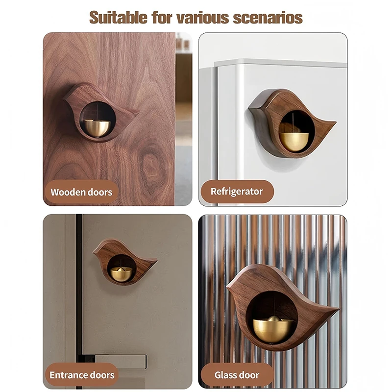 Magnetic Wooden Bird-shaped Door Bell Japanese Wind Chime Door Chime Room Decor Home Front Doorbell Landscape Bell Remind Bell