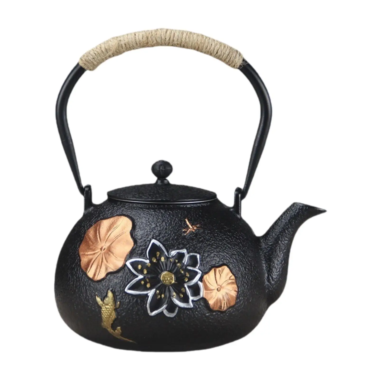 Tea Pot 1200ml Heat Resistant Traditional with Strainer Kung Fu Tea Pot Hot Water Boiler for Hiking Household Family Picnic BBQ