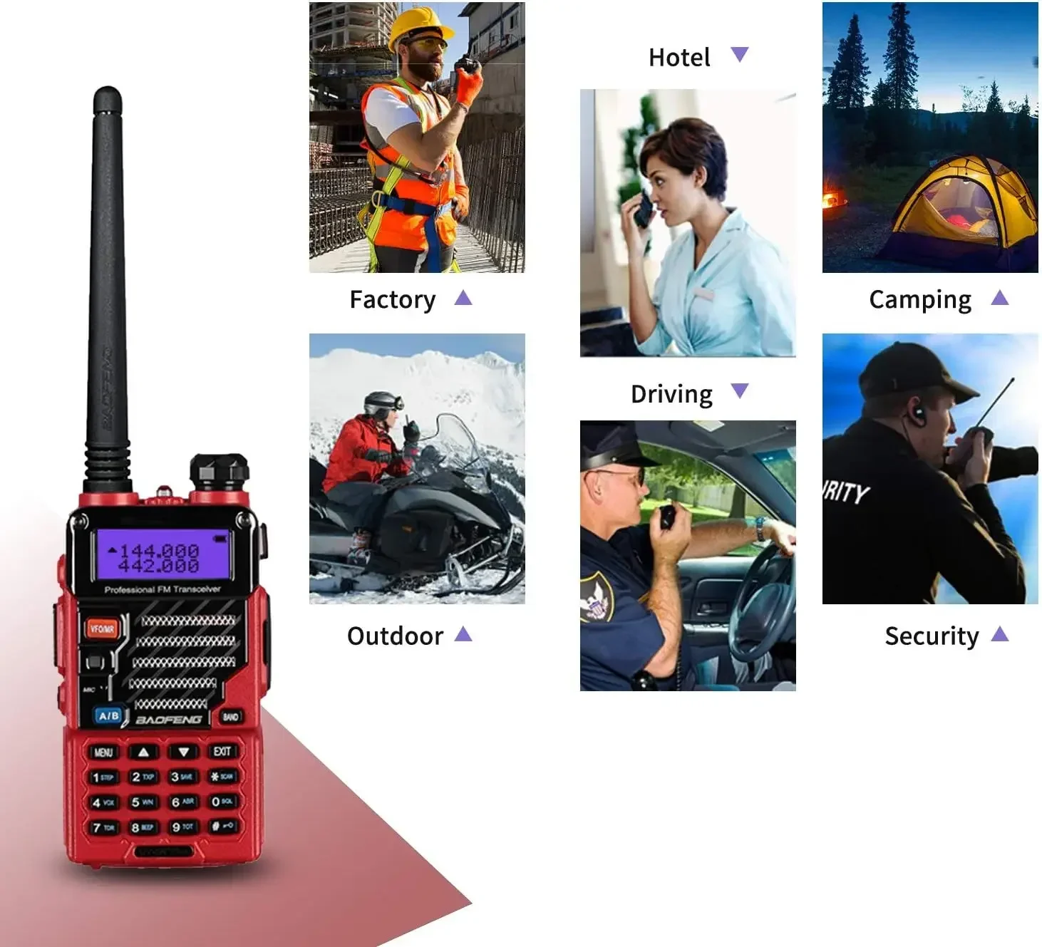 Baofeng UV-5R Plus Walkie Talkie profesional Radio bidireccional, tipo C de larga distancia con auricular, logística de hotel al aire libre