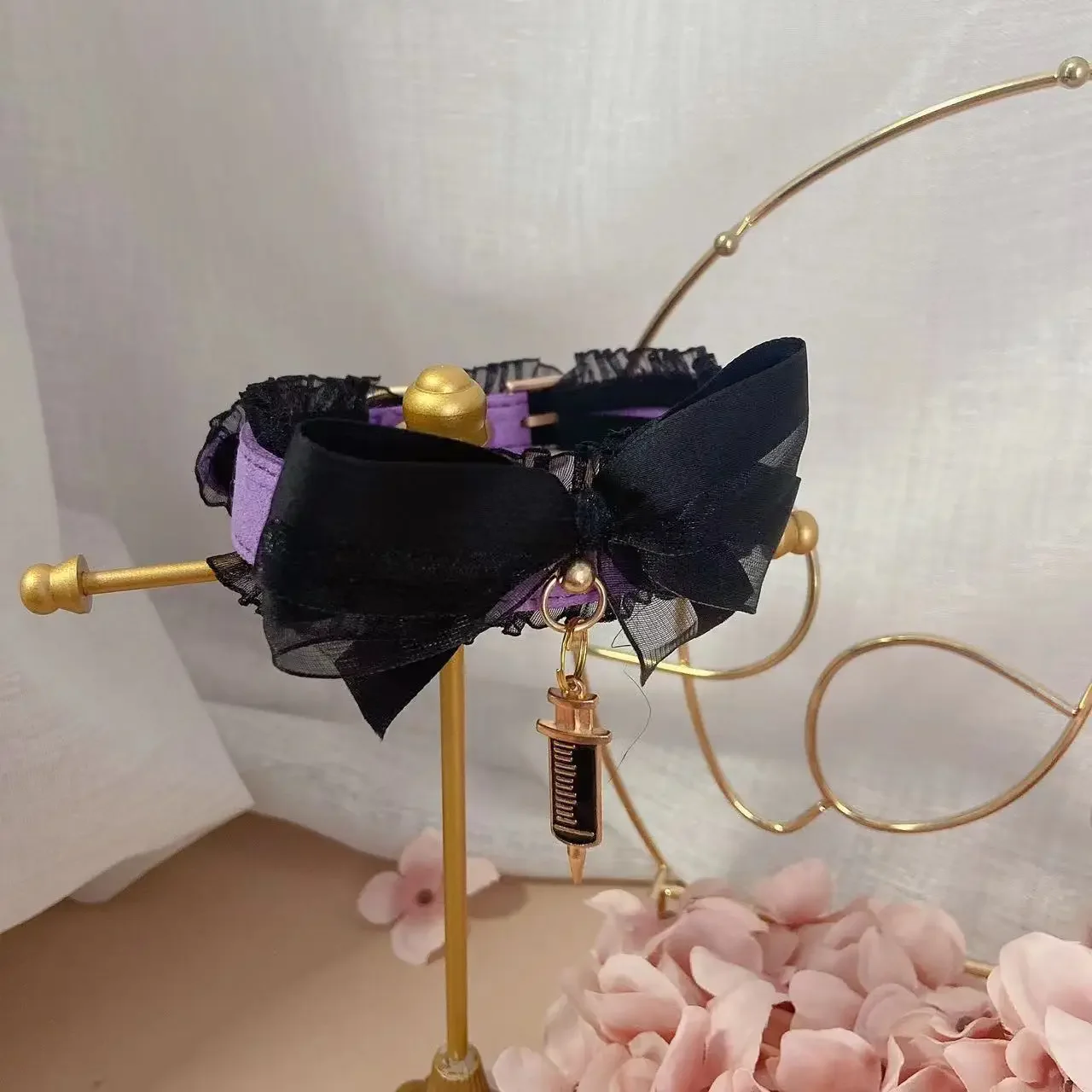 Orecchie di coniglio viola fatte a mano Cerchietto per capelli Copricapo Cappello da infermiera Orecchini a coda Cosplay Prop Accessori Lolita