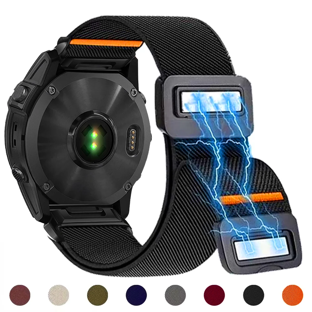

Магнитный нейлоновый ремешок для Garmin Fenix 8 7 Pro 7S 6X 6 5Plus Venu 3 Tactix 7, браслет correa Fenix 8 7x 26 мм 22 мм, быстросъемный ремешок