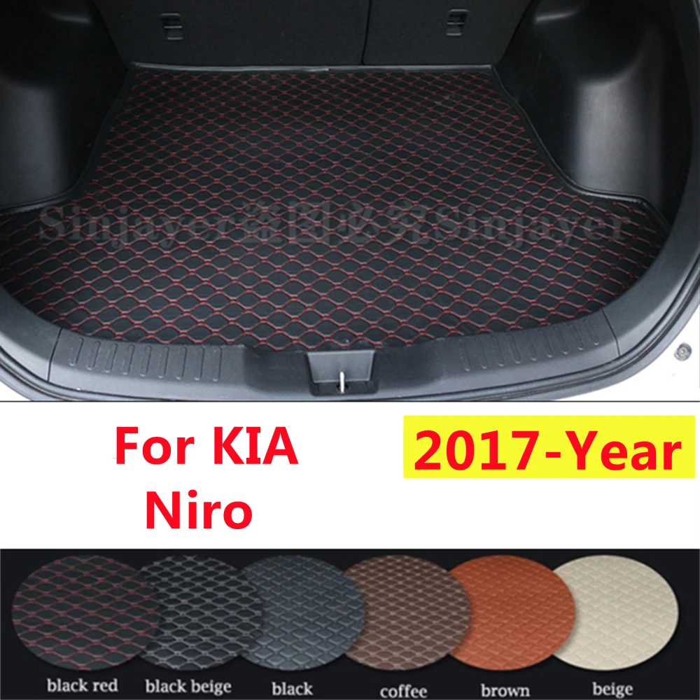 SJ Car Trunk Mat Custom Fit For KIA Niro 2017 YEAR AUTO Tail Boot Tray Cargo Carpet Pad Protector Accessories Waterproof