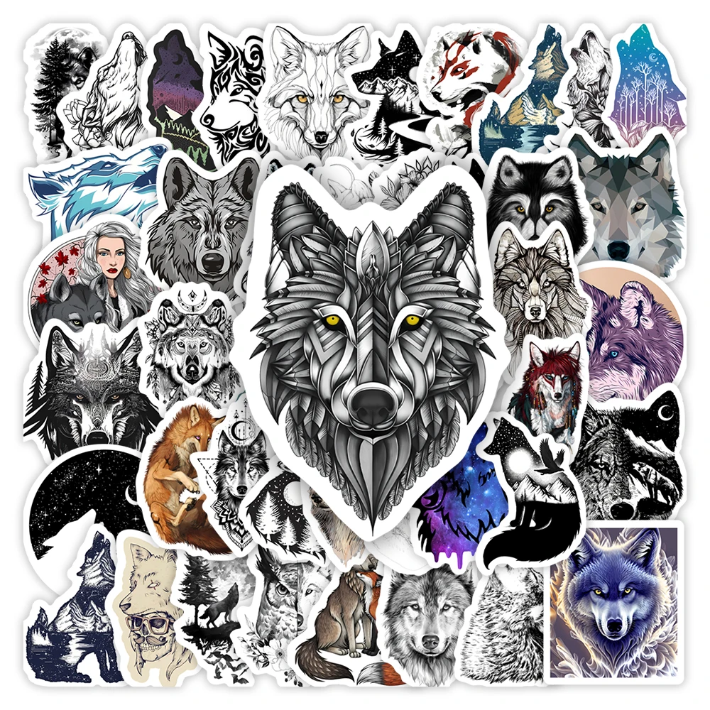 Cool Cartoon Wolf Stickers Forest Animals Art Tattoo DIY Toy Gift Decorative Decal for Scrapbook Laptop Phone Luggage Waterproof