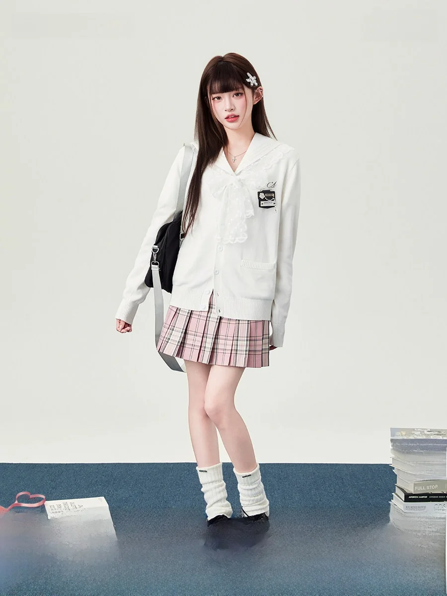 

Flell 2026 New JK orm Knitted Long Sve Open Cardigan College Sle Versatile Outerwear Spring Ladies Faion