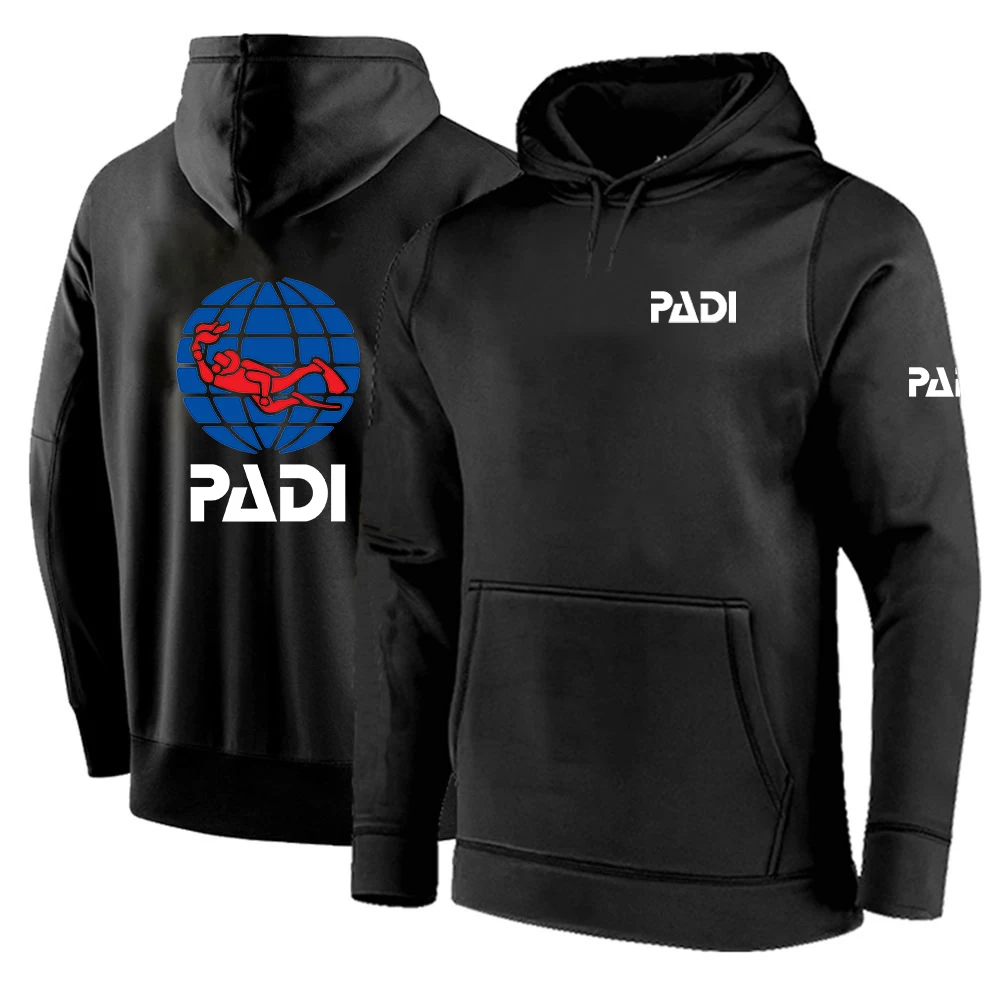 2024 New Printing Men Scuba Driver Padi Spring and Autumn Style Solid Color Pullover Hoodies Loose Fashion Clothing Hooded Tops