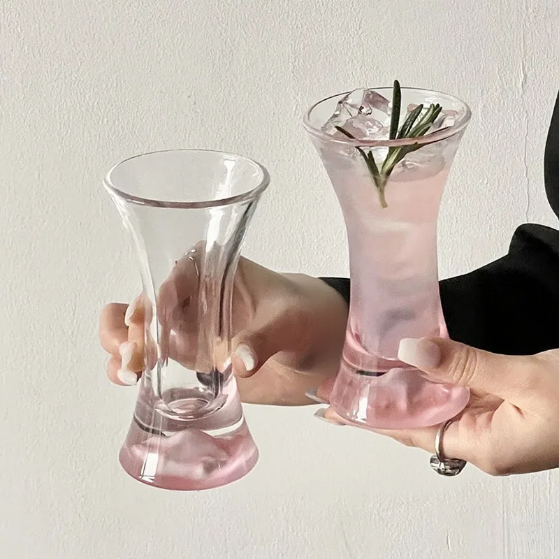 Tazas de cristal de cintura para montaña, vasos de cóctel, copa de champán rosa, zumo, bebidas frías, herramientas para beber
