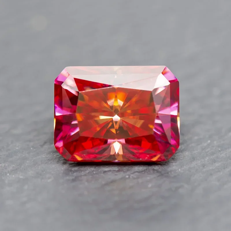 

Moissanite Stone Radiant Cut Watermelon Red Color Gemstone Lab Grown Diamond for Charm Woman Diy Jewelry Making GRA Certificate