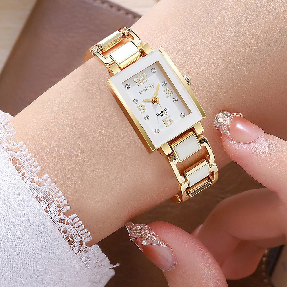 1PCS Trendy Fashion Luxury Digital Scale Rectangular Dial Women's Quartz Watch Suitable for Daily Clothing Matching Perfect Gift