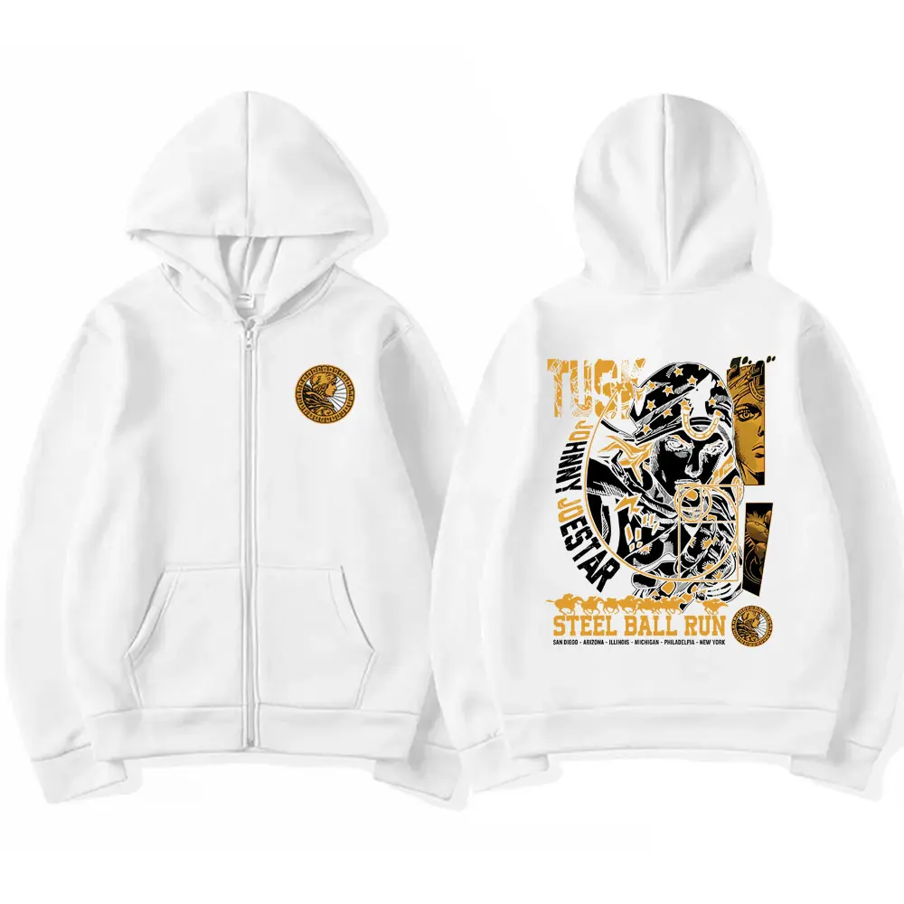 Anime JoJo's Bizarre Adventure Johnny Joestar STEEL BALL RUN Grafik-Reißverschluss-Hoodie für Herren und Damen, lässiges Vintage-Sweatshirt mit Reißverschluss – Detail 7