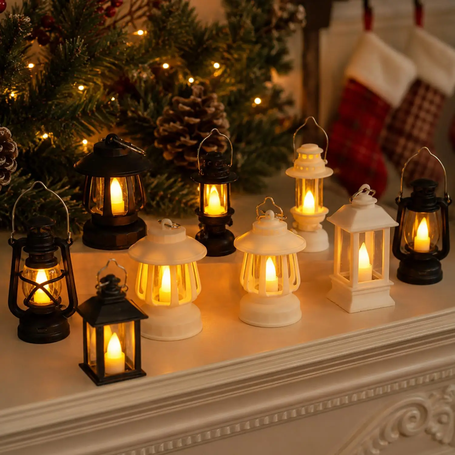 1/5pcs Vintage Lantern Mini Retro Led Light Battery Operated Lighting Decorative Oil Lamp for Holiday Christmas Gifts Home Decor
