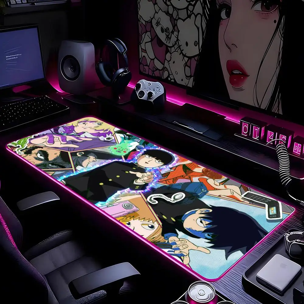 

Mob Psycho 100 Mouse Pad Mousepad HD Printing Computer Gamers Locking Edge Non-slip RGB Mouse Pad XXL90x40cm Keyboard PC Desk Pa