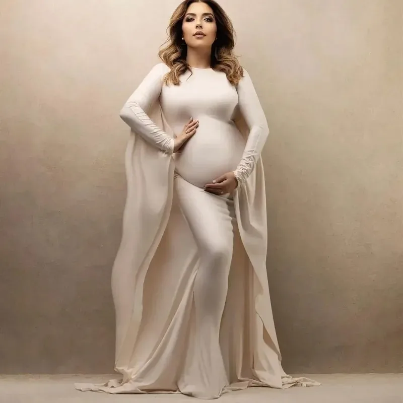 Elastic Maternity Photography Props Dress Bat Shirt Suitable For Taking Photos Pregnant Women Family Party Goddess Dress