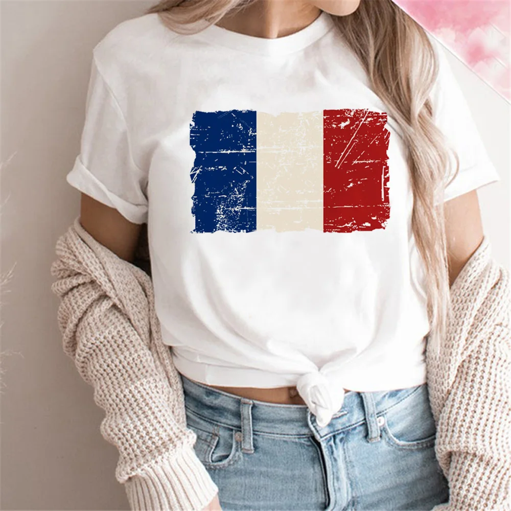 France tshirt women funny anime Y2K tshirt female anime y2k clothing