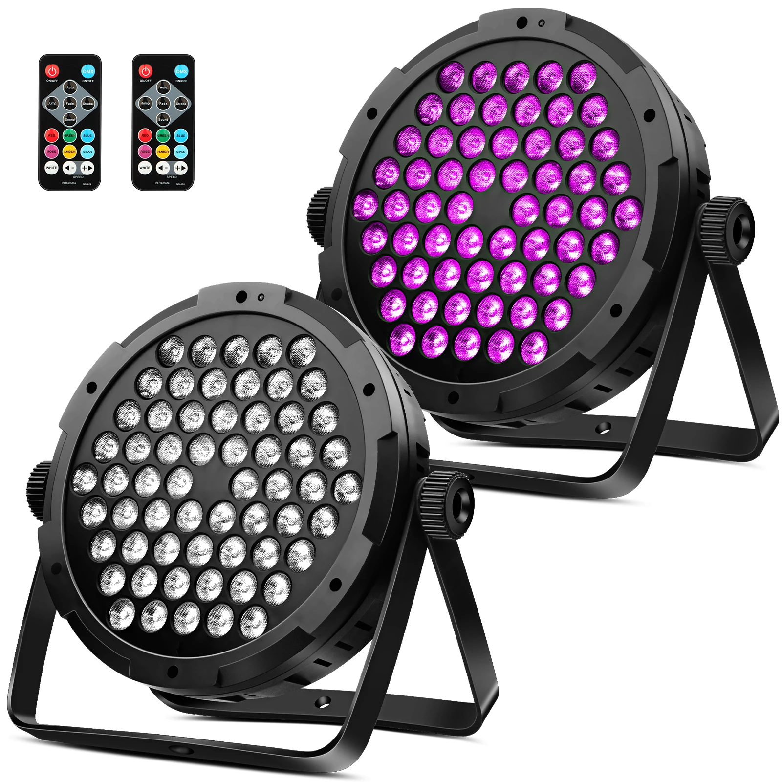 

2Pack 60LED RGB Stage Par Lights Sound Activate Remote DMX Control Events Wedding Church Dance Club Home Party Stage Lighting