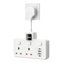 UK Multi Plug Power Strip Extension with Individual Switch, Electrical Outlet 2 USB-A 2 USB-C Slots with Adjustable Night Light