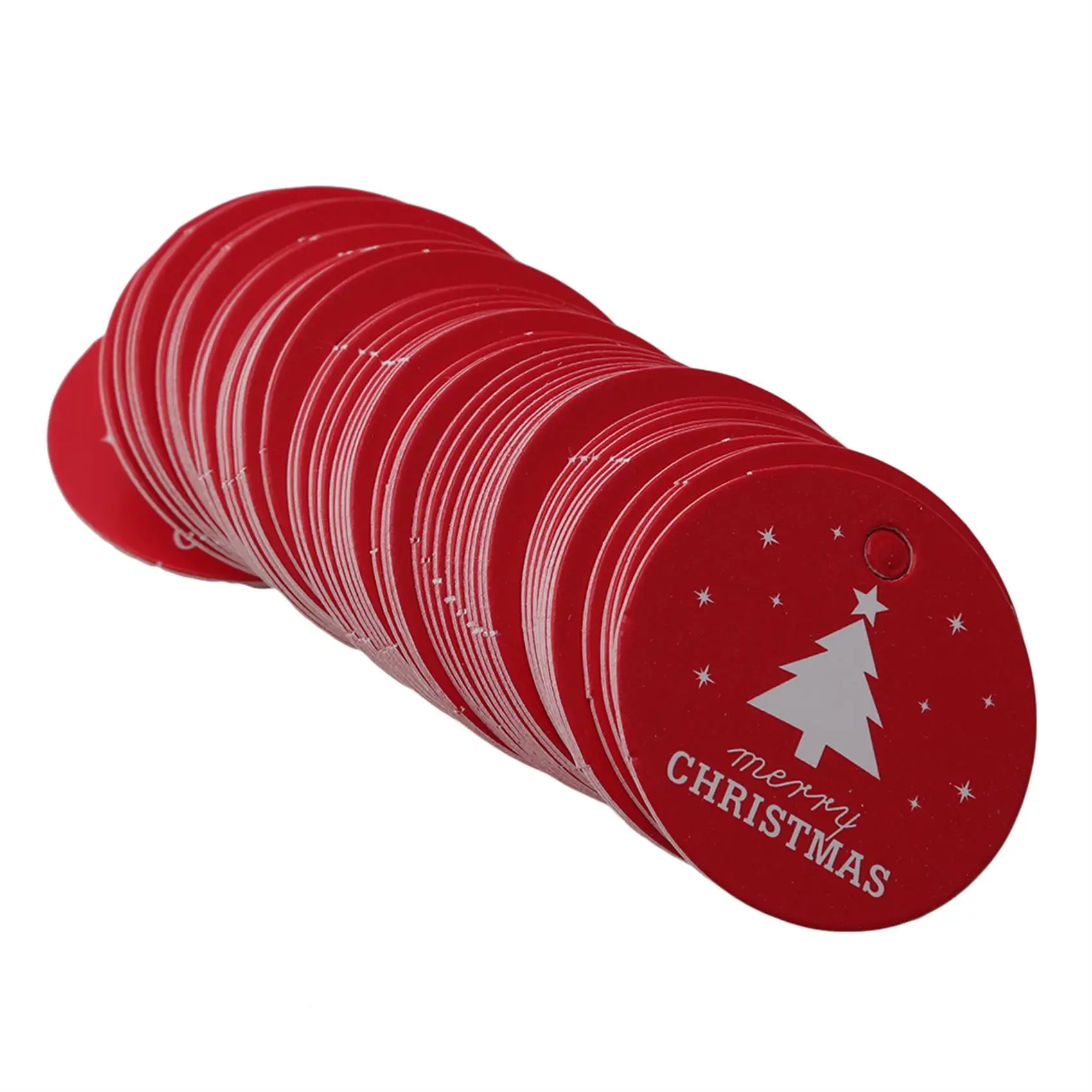 

100pcs Merry Christmas Gift Tags Xmas Tree Round Shape White Card Tag Christmas Tree Hanging Decor Gift Wrapping Labels